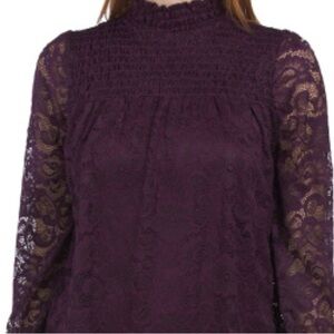 Lace Blouse by Cable & Gauge Size XL Eggplant/Plum